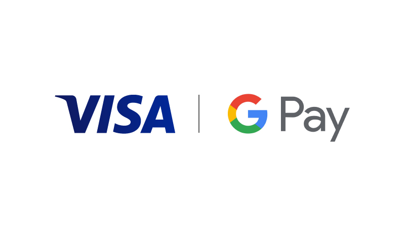 Visa logo and Google Pay logo.
